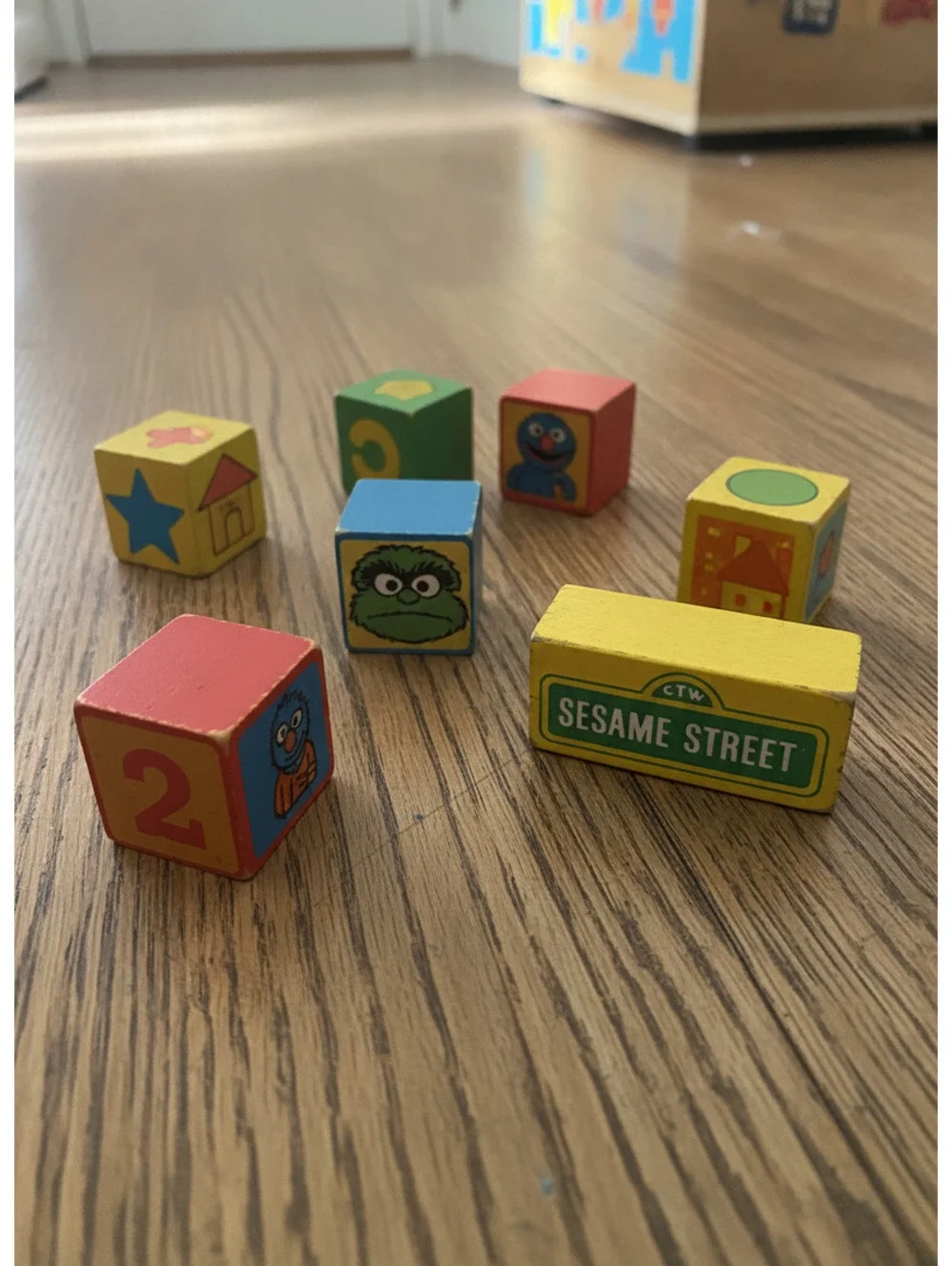 Vintage Playskool Sesame Street Wood Blocks Toy Set